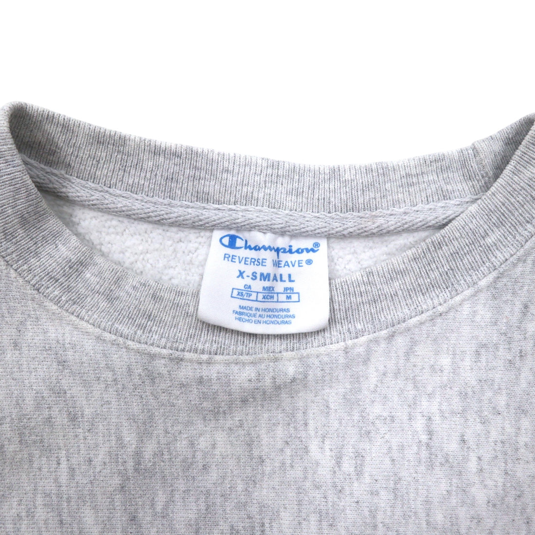 Champion Reverse Weave Sweatshirt M Grey Cotton Logo Embroidery Blue Single Tag Reprint REVERSE WEAVE