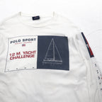 POLO SPORT RALPH LAUREN 90s USA Made Long Sleeve T-Shirt Long T XL White 12M. YACHT CHALLENGE Sleeve Print