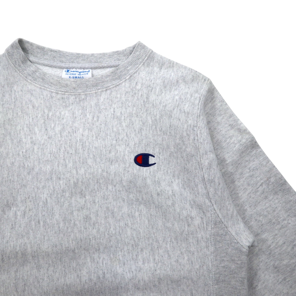 Champion Reverse Weave Sweatshirt M Grey Cotton Logo Embroidery Blue Single Tag Reprint REVERSE WEAVE
