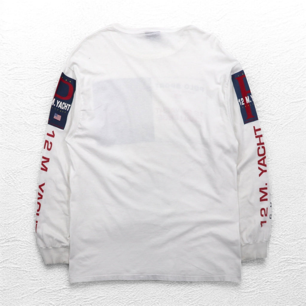 POLO SPORT RALPH LAUREN 90s USA Made Long Sleeve T-Shirt Long T XL White 12M. YACHT CHALLENGE Sleeve Print