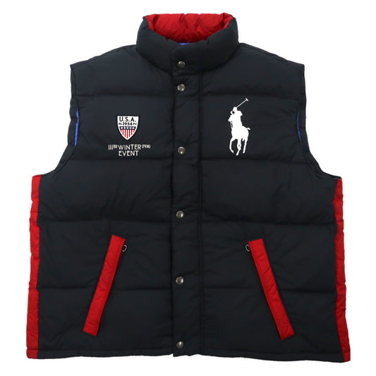 日本然リトテ-古着オンライン-Polo by Ralph Lauren ビッグポニー ダウンベスト XXL ブラック ポリエステル USA ダブルジップ-POLO BY RALPH LAUREN Big Pony Puffer Vest XXL Black Polyester USA Double Zip