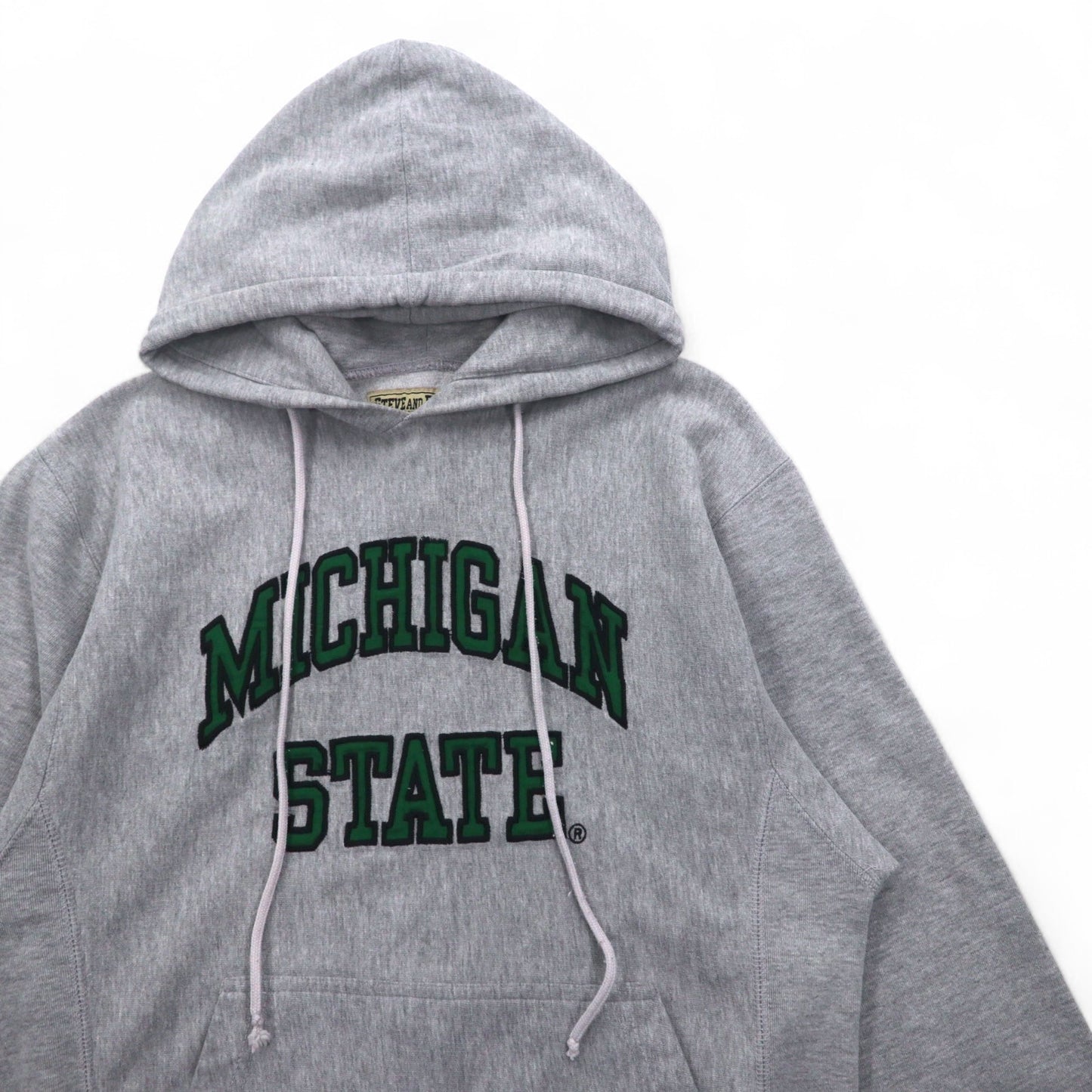 STEVE AND BARRY'S 90年代 リバースウィーブ プルオーバー パーカー XS グレー MICHIGAN STATE アーチロゴ