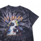 DEF LEPPARD Hysteria Rock Band T-Shirt, Size M, Gray, Tie-Dye, Bleach