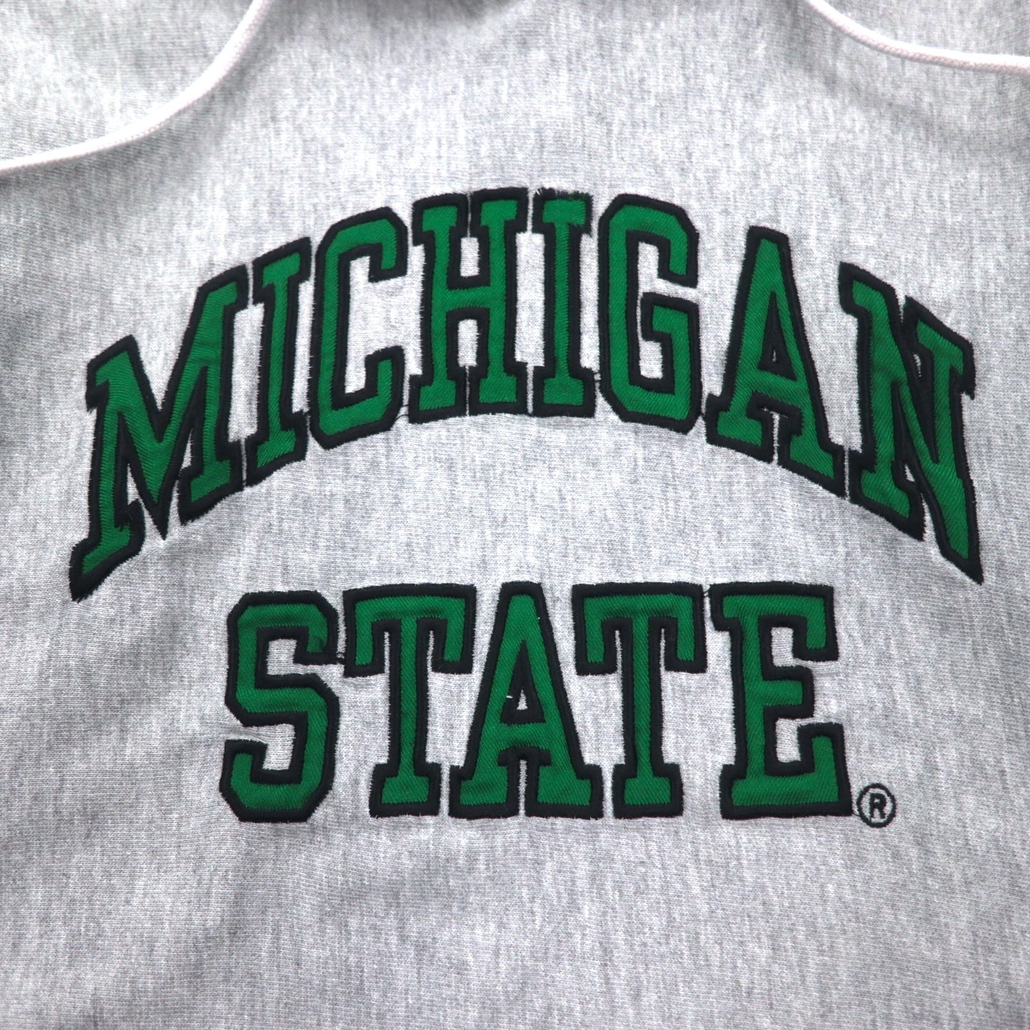 STEVE AND BARRY'S 90年代 リバースウィーブ プルオーバー パーカー XS グレー MICHIGAN STATE アーチロゴ