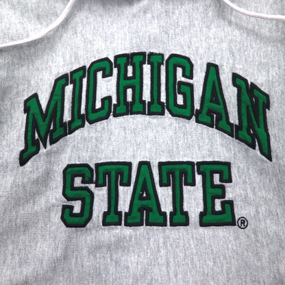 STEVE AND BARRY'S 90年代 リバースウィーブ プルオーバー パーカー XS グレー MICHIGAN STATE アーチロゴ