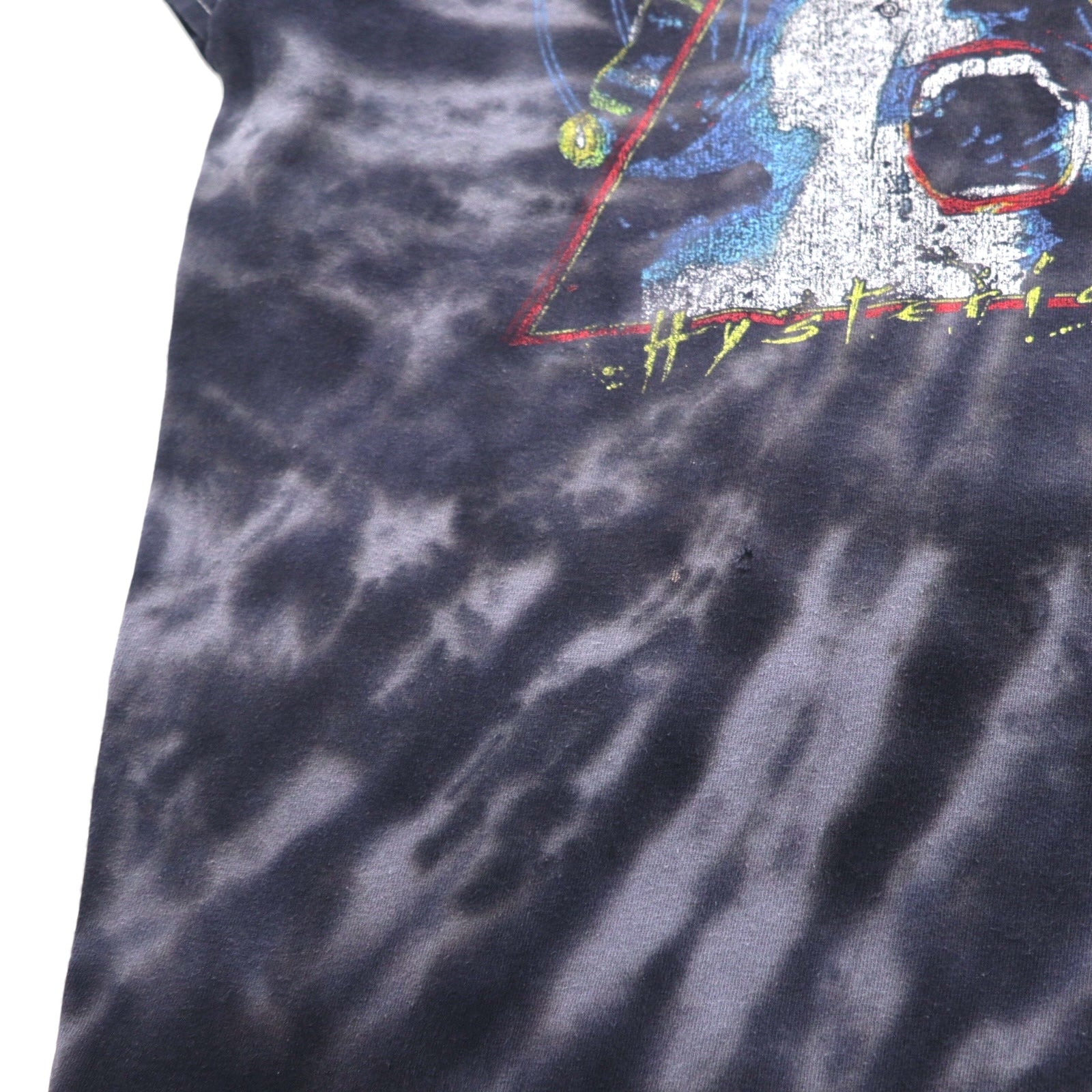 DEF LEPPARD Hysteria Rock Band T-Shirt, Size M, Gray, Tie-Dye, Bleach