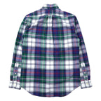 RALPH LAUREN Button-down shirt S Blue Green Check Cotton Small Pony Embroidery