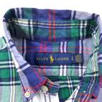 RALPH LAUREN Button-down shirt S Blue Green Check Cotton Small Pony Embroidery
