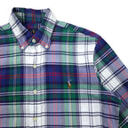 RALPH LAUREN Button-down shirt S Blue Green Check Cotton Small Pony Embroidery