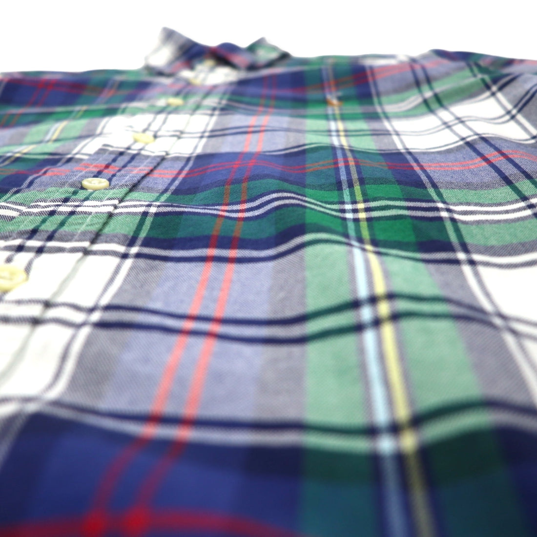 RALPH LAUREN Button-down shirt S Blue Green Check Cotton Small Pony Embroidery