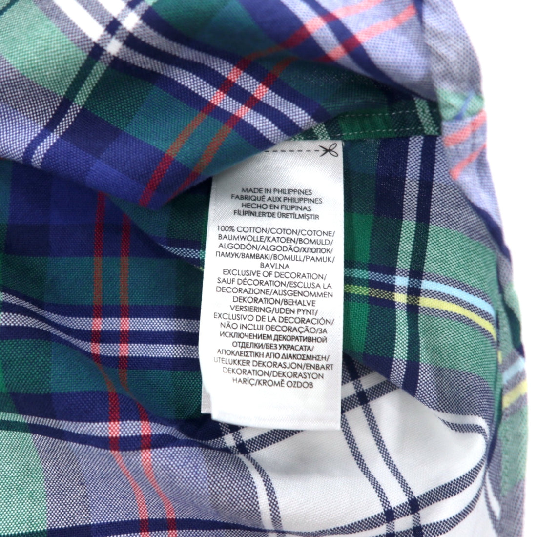 RALPH LAUREN Button-down shirt S Blue Green Check Cotton Small Pony Embroidery