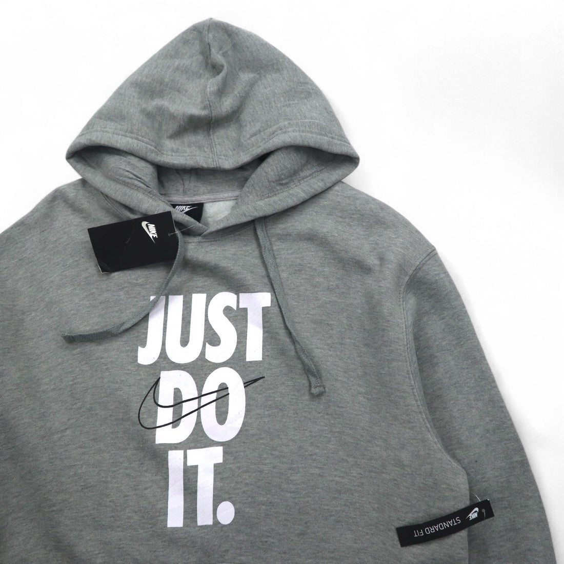 NIKE Pullover Hoodie L Grey JUST DO IT HOODIE 928717-063 Made in Pakistan Unused