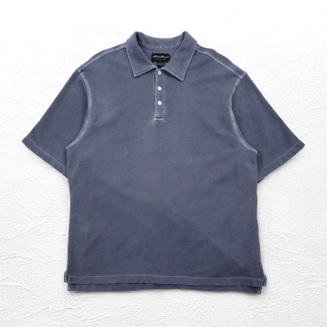 Eddie Bauer 90s Vintage Pique Polo Shirt, Large, Grey, Cotton