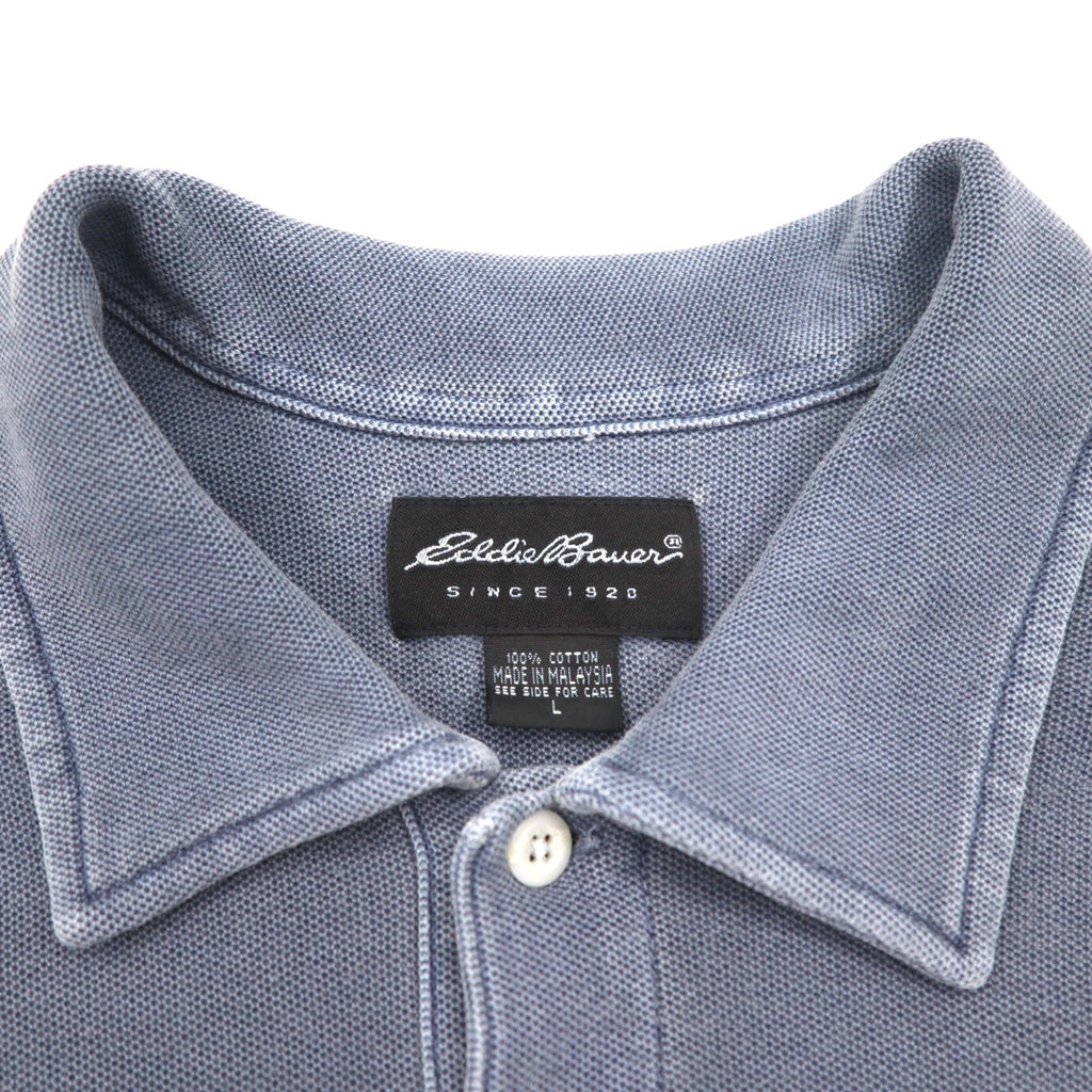 Eddie Bauer 90s Vintage Pique Polo Shirt, Large, Grey, Cotton