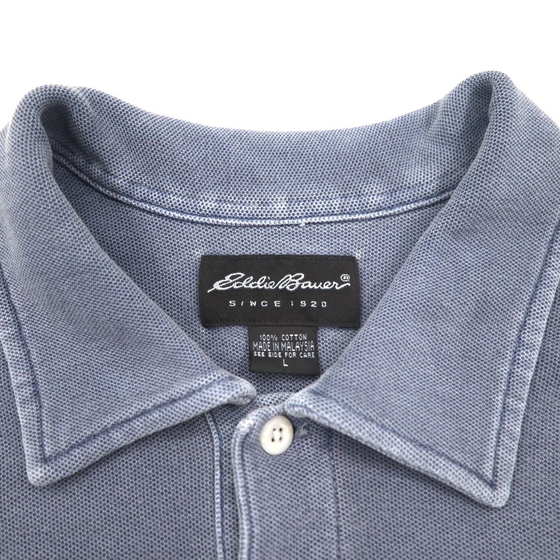 Eddie Bauer 90s Vintage Pique Polo Shirt, Large, Grey, Cotton