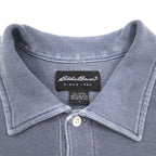 Eddie Bauer 90s Vintage Pique Polo Shirt, Large, Grey, Cotton