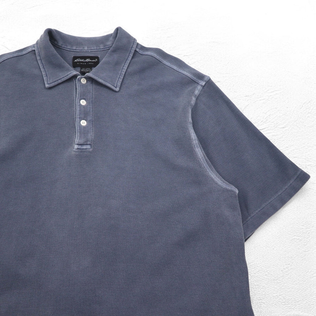 Eddie Bauer 90s Vintage Pique Polo Shirt, Large, Grey, Cotton