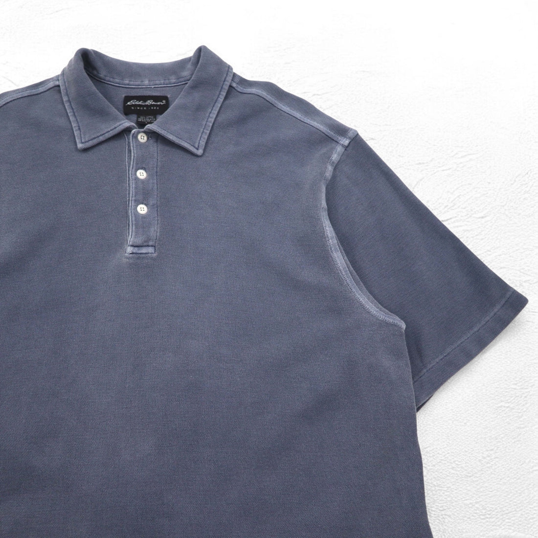 Eddie Bauer 90s Vintage Pique Polo Shirt, Large, Grey, Cotton