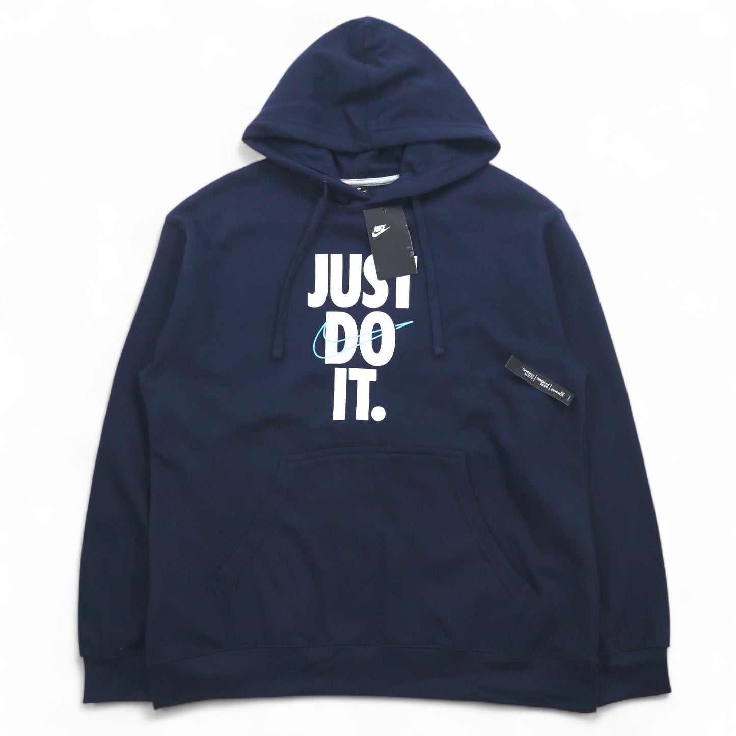 NIKE プルオーバー パーカー L ネイビー 裏起毛 スウッシュロゴ JUST DO IT HOODIE 928717-451 未使用品