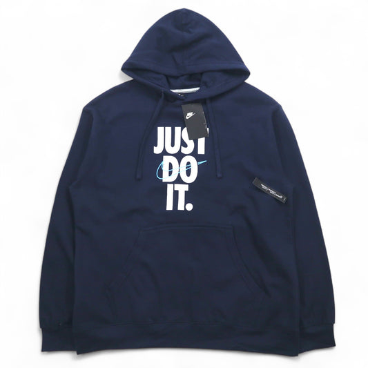 NIKE プルオーバー パーカー L ネイビー 裏起毛 スウッシュロゴ JUST DO IT HOODIE 928717-451 未使用品
