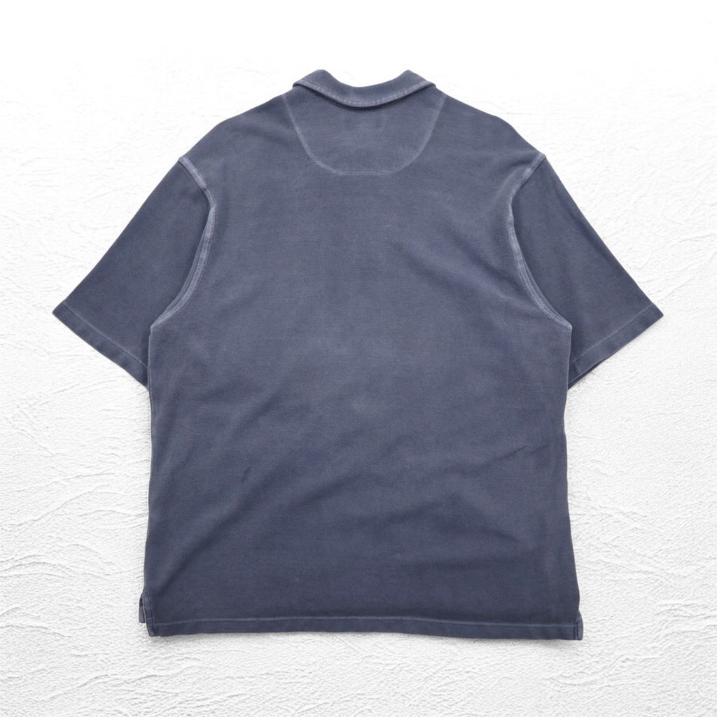Eddie Bauer 90s Vintage Pique Polo Shirt, Large, Grey, Cotton