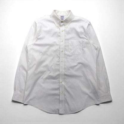 Brooks Brothers REGENT Button-Down Shirt, XL, White, Cotton Broadcloth, Chest Pocket, Non-Iron