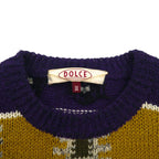 DOLCE 80s Japan Vintage Knit 総柄 ニット セーター L パープル ウール モヘア混 80年代 日本製