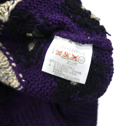 DOLCE 80s Japan Vintage Knit 総柄 ニット セーター L パープル ウール モヘア混 80年代 日本製