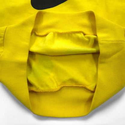 NIKE USA製 スウォッシュロゴ 総柄 スウェット M イエロー コットン 裏起毛
