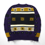 DOLCE 80s Japan Vintage Knit 総柄 ニット セーター L パープル ウール モヘア混 80年代 日本製