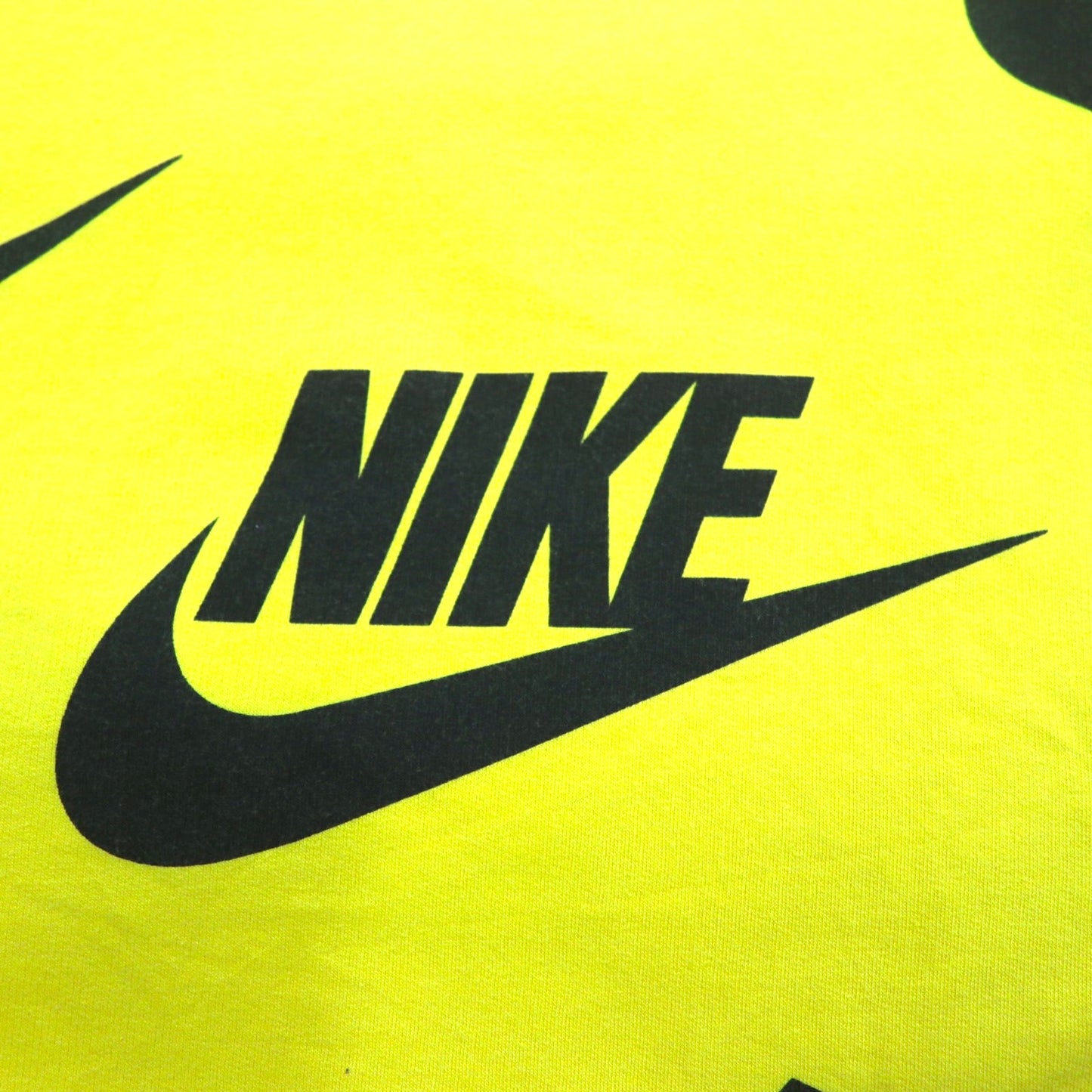 NIKE USA製 スウォッシュロゴ 総柄 スウェット M イエロー コットン 裏起毛