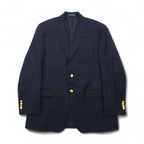 LAUREN RALPH LAUREN 90s Made in Canada Double Breasted Tailored Jacket Blazer, Navy Wool Gabardine, Gold Buttons, Size XL