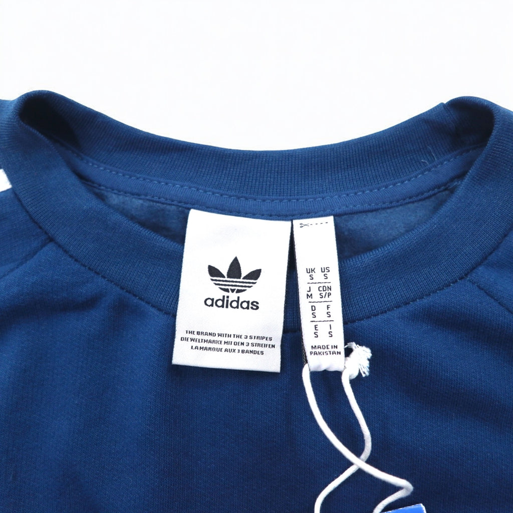adidas originals 3-stripe crew sweatshirt M blue trefoil logo 3-STRIPE CREW DV1554 made in Pakistan unused