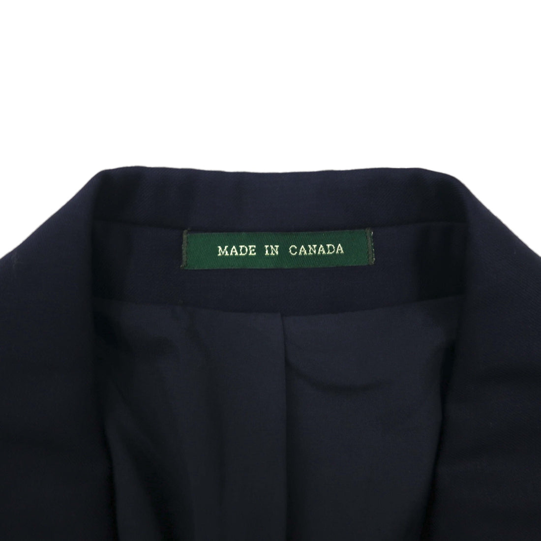 LAUREN RALPH LAUREN 90s Made in Canada Double Breasted Tailored Jacket Blazer, Navy Wool Gabardine, Gold Buttons, Size XL