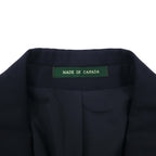LAUREN RALPH LAUREN 90s Made in Canada Double Breasted Tailored Jacket Blazer, Navy Wool Gabardine, Gold Buttons, Size XL