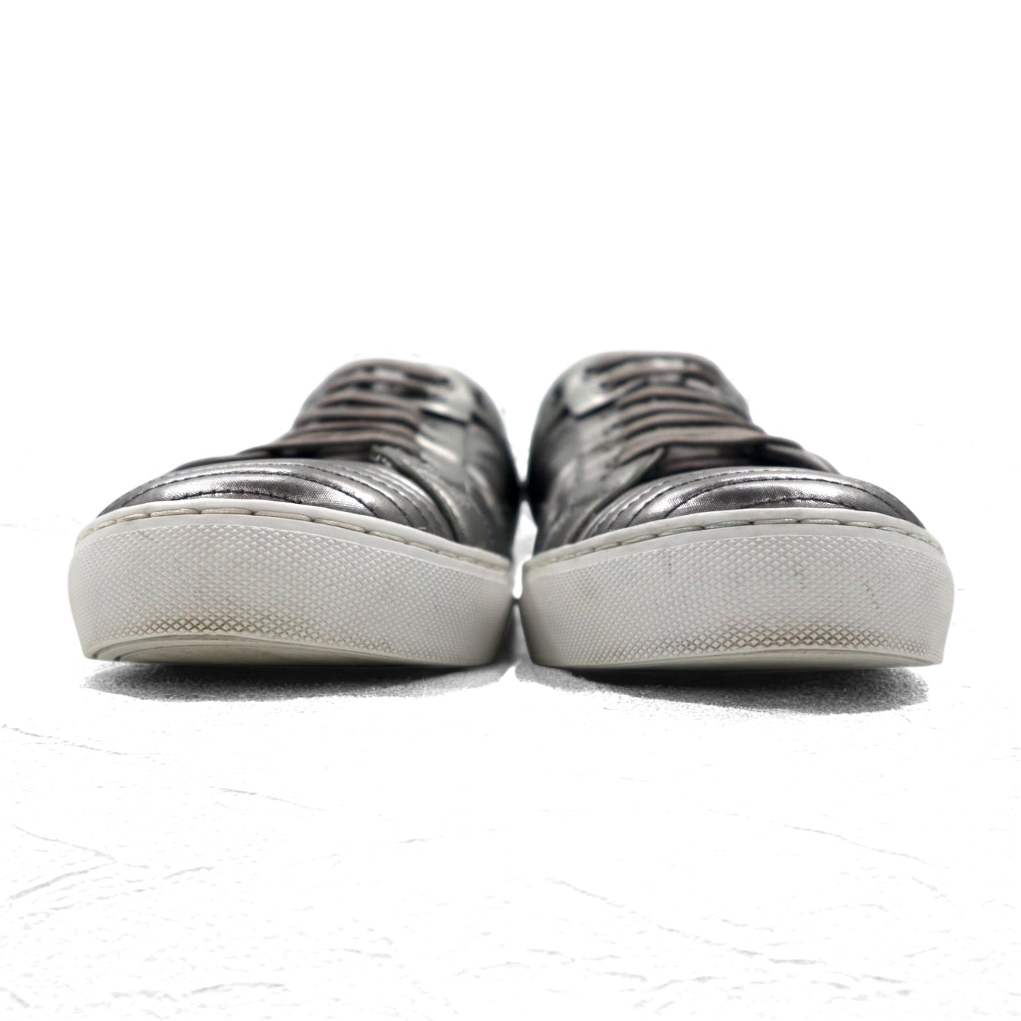 HUGO BOSS キルティングレザー メタリック スニーカー 27cm シルバー 50315602