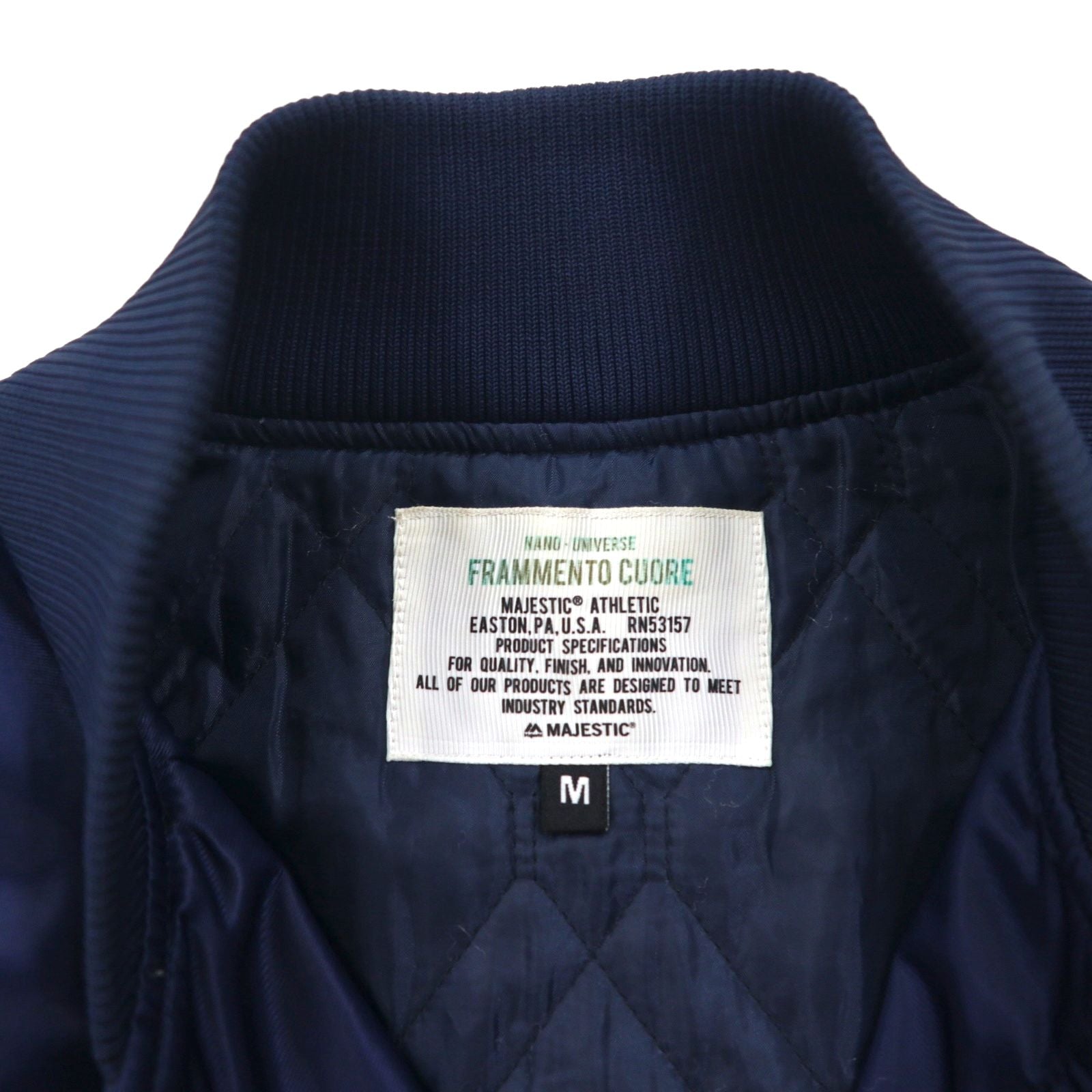 MAJESTIC Nylon MA-1 Flight Jacket, Size M, Navy, Padded, XM23-MAJ-0010-NVY5, nano universe Exclusive