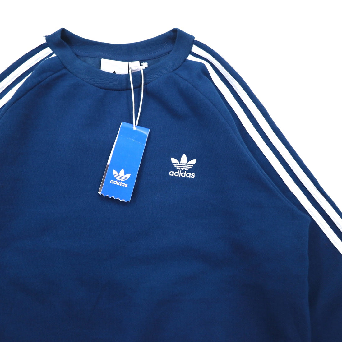 adidas originals 3-stripe crew sweatshirt M blue trefoil logo 3-STRIPE CREW DV1554 made in Pakistan unused