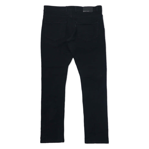 ARMANY JEANS Made in Italy Distressed Black Jeans Denim Pants Size 36 Cotton Tapered Stretch Zipper Fly