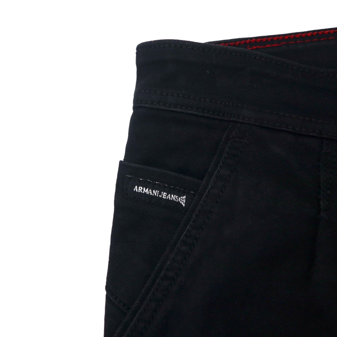 ARMANY JEANS Made in Italy Distressed Black Jeans Denim Pants Size 36 Cotton Tapered Stretch Zipper Fly