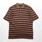 Christian Dior SPORTS 90s Striped Polo Shirt L Khaki Navy Cotton Made in Japan