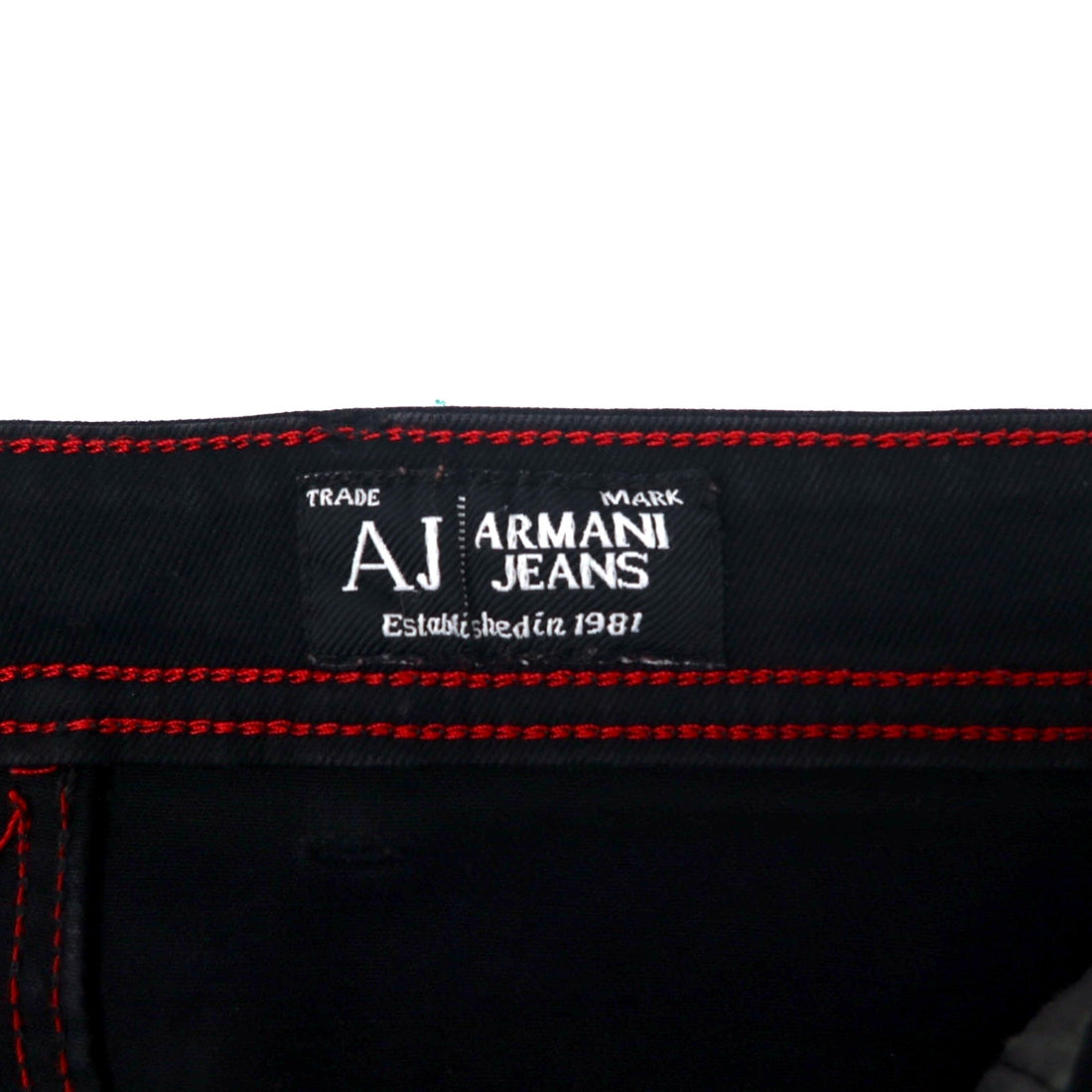 ARMANY JEANS Made in Italy Distressed Black Jeans Denim Pants Size 36 Cotton Tapered Stretch Zipper Fly