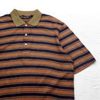 Christian Dior SPORTS 90s Striped Polo Shirt L Khaki Navy Cotton Made in Japan