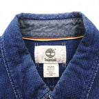 TIMBERLAND denim button-down shirt, M, indigo, blue, one-point logo embroidery