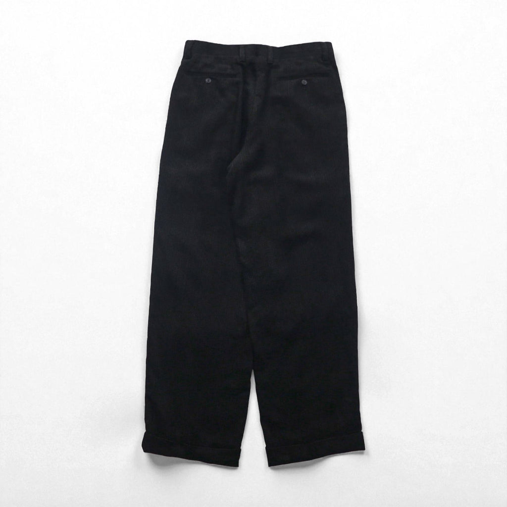 LANVIN 80s Japanese-made 2-pleat wide corduroy slacks, size M, black