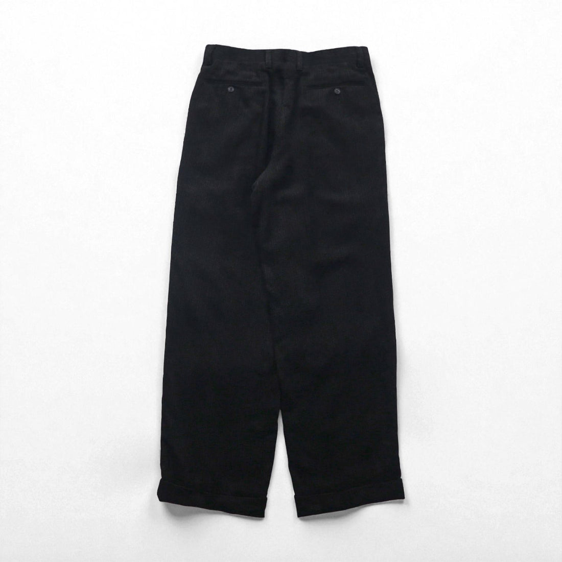 LANVIN 80年代 日本製 2タック ワイド コーデュロイ スラックス パンツ M ブラック