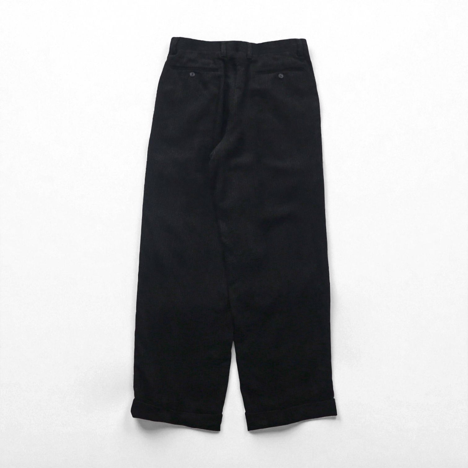 LANVIN 80s Japanese-made 2-pleat wide corduroy slacks, size M, black