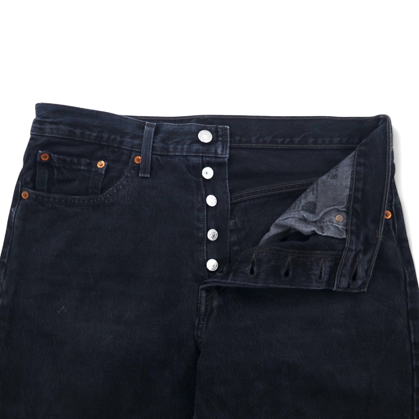 LEVI'S PREMIUM ビッグE ダメージ加工 スキニージーンズ ブラック デニムパンツ 29 コットン カットオフ 501 SKINNY BLACK LISTED 29502-0072