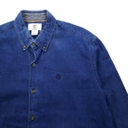 TIMBERLAND denim button-down shirt, M, indigo, blue, one-point logo embroidery