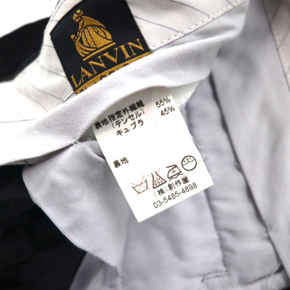 LANVIN 80年代 日本製 2タック ワイド コーデュロイ スラックス パンツ M ブラック